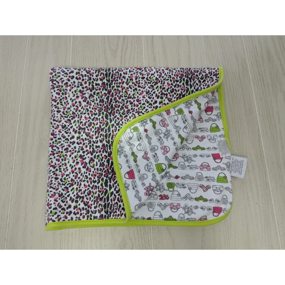 First Impressions pink green black cheetah leopard purses shoes baby blanket